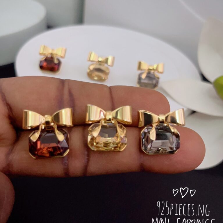 Mini Bow Colorful Stone Earrings