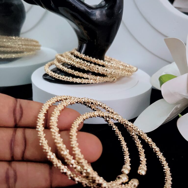 Diamond Cut Gold Tone Bangle