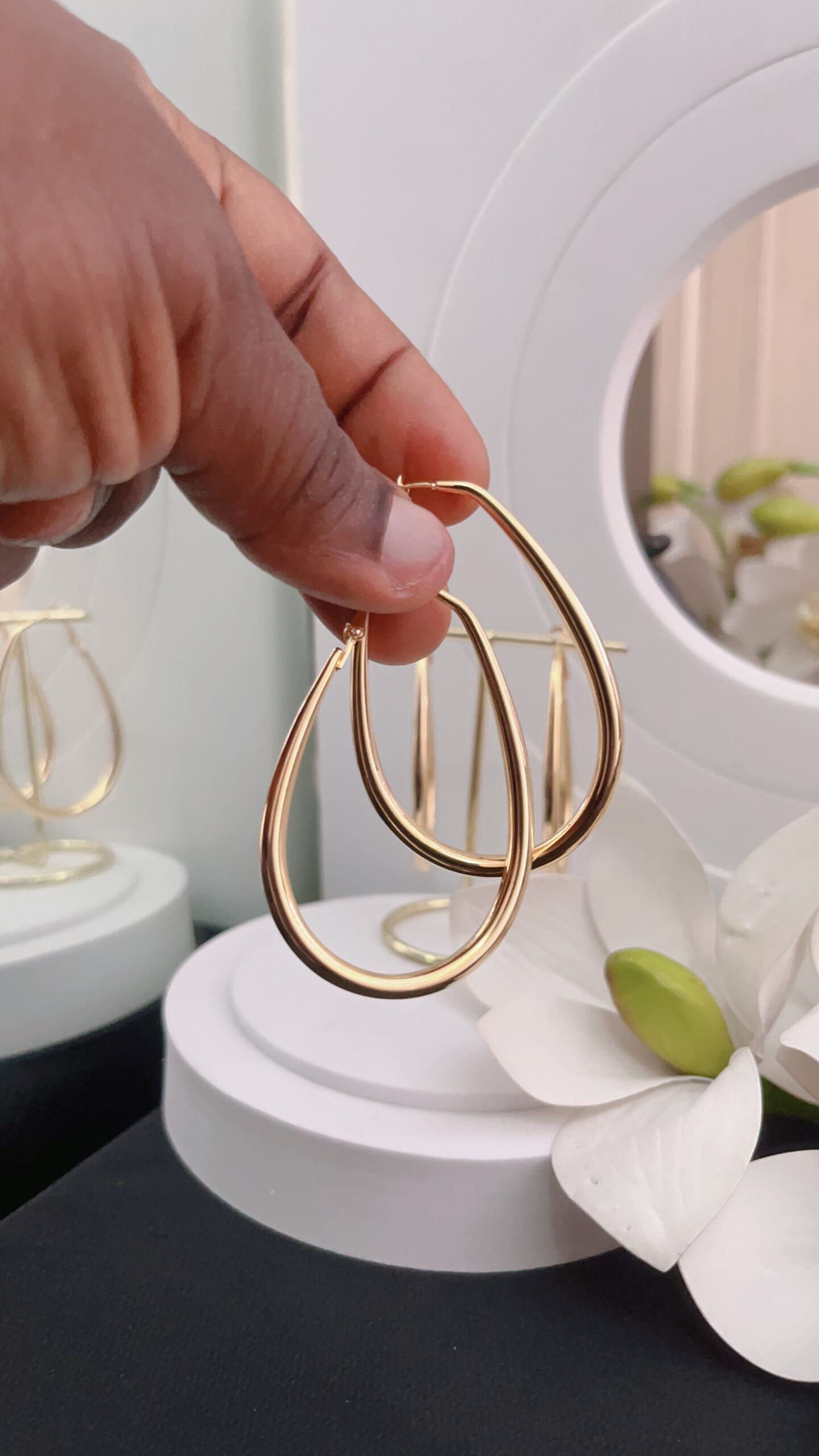 Oval Shaped Hoop Earrings