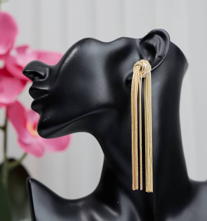 Gold Tone Full Tassel Earrings