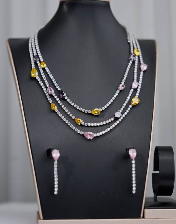 Cubic Zirconia 2 Piece Multicoloured Stone