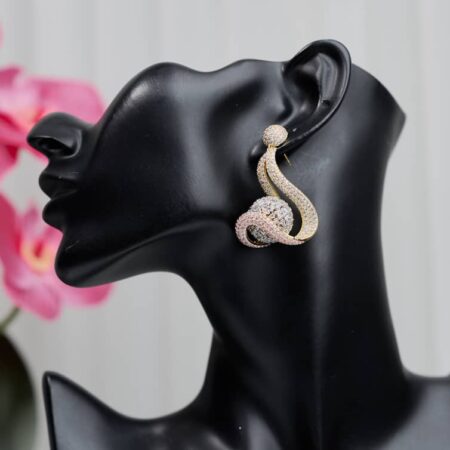 3 Tone Cubic Zirconia Bold Earrings
