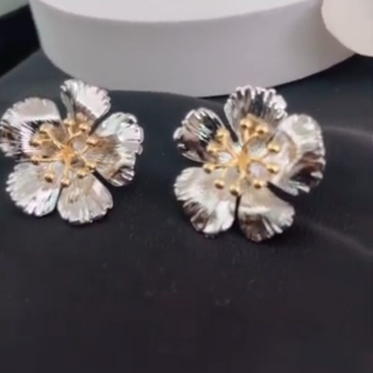 2 Tone Petal Earrings